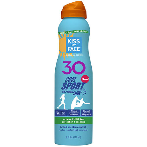 Cool Sport Mineral SPF 30 Lotion Spray Sunscreen, 6 oz, Kiss My Face