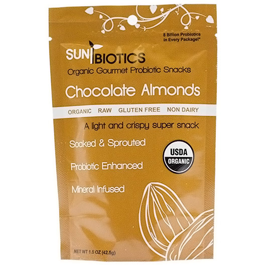 SunBiotics Chocolate Almonds, Organic Gourmet Probiotic Snacks, 1.5 oz, Windy City Organics