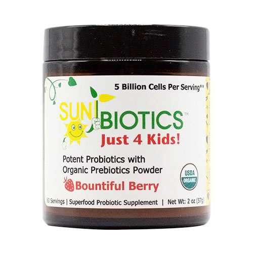 SunBiotics Just 4 Kids Organic Probiotic with Prebiotics Powder - Bountiful Berry, 2 oz, Windy City Organics