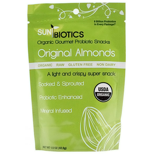 SunBiotics Original Almonds, Organic Gourmet Probiotic Snacks, 1.5 oz, Windy City Organics