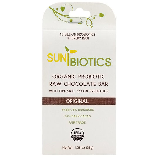 SunBiotics Organic Probiotic Raw Chocolate Bar - Original, 1.25 oz, Windy City Organics