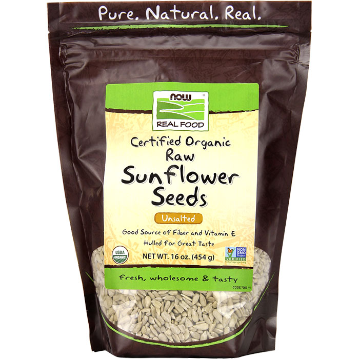Organic Sunflower Seeds, Raw & Unsalted, 1 lb, NOW Foods