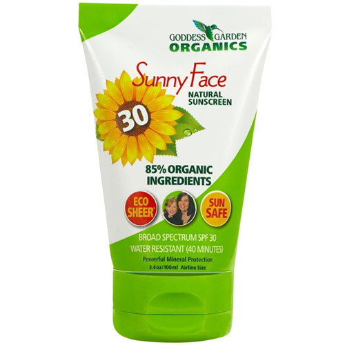 Sunny Face Natural Facial Sunscreen SPF 30, 3.4 oz, Goddess Garden