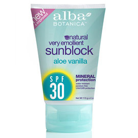 Aloe Vanilla Mineral Sunblock / Sunscreen SPF 30, 4 oz, Alba Botanica