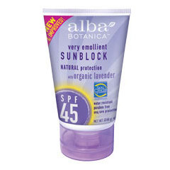 Pure Lavender Sunblock SPF 45, Natural Sunscreen, 1 oz, Alba Botanica