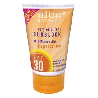 Sunscreen SPF 30, Waterproof Sunblock, Fragrance Free, 4 oz, Alba Botanica