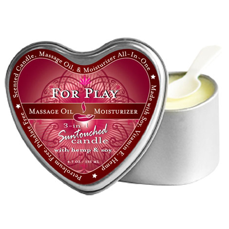 3-in-1 Suntouched Massage Candle with Hemp & Soy Heart Shaped, For Play, 4.7 oz, Earthly Body