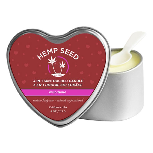 3-in-1 Suntouched Massage Candle with Hemp Heart Shaped, Wild Thing, 4.7 oz, Earthly Body