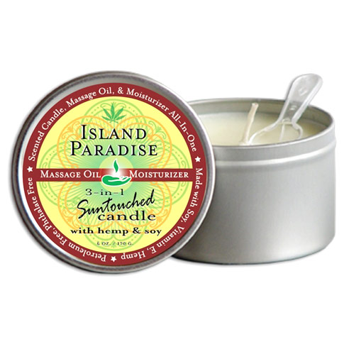 3-in-1 Suntouched Massage Candle with Hemp & Soy, Island Paradise, 6 oz, Earthly Body