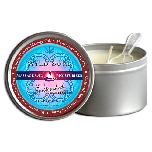 3-in-1 Suntouched Massage Candle with Hemp & Soy, Wild Surf, 6.8 oz, Earthly Body