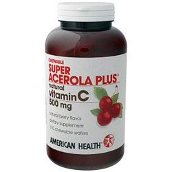 Super Acerola Plus Natural Vitamin C Chewable 500mg 100 wafers from American Health