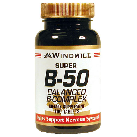 Super B-50, Balanced B Complex, 100 Tablets, Windmill Health Products