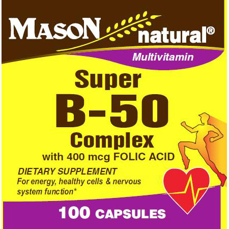 Super B-50 Complex, 100 Capsules, Mason Natural