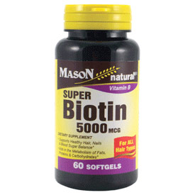 Super Biotin 5000 mcg, 60 Softgels, Mason Natural