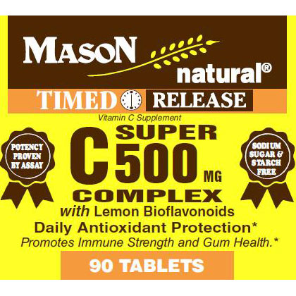 Super Vitamin C 500 Complex with Lemon Bioflavonoids, 90 Tablets, Mason Natural