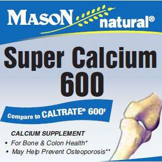 Super Calcium 600 mg, 100 Tablets, Mason Natural