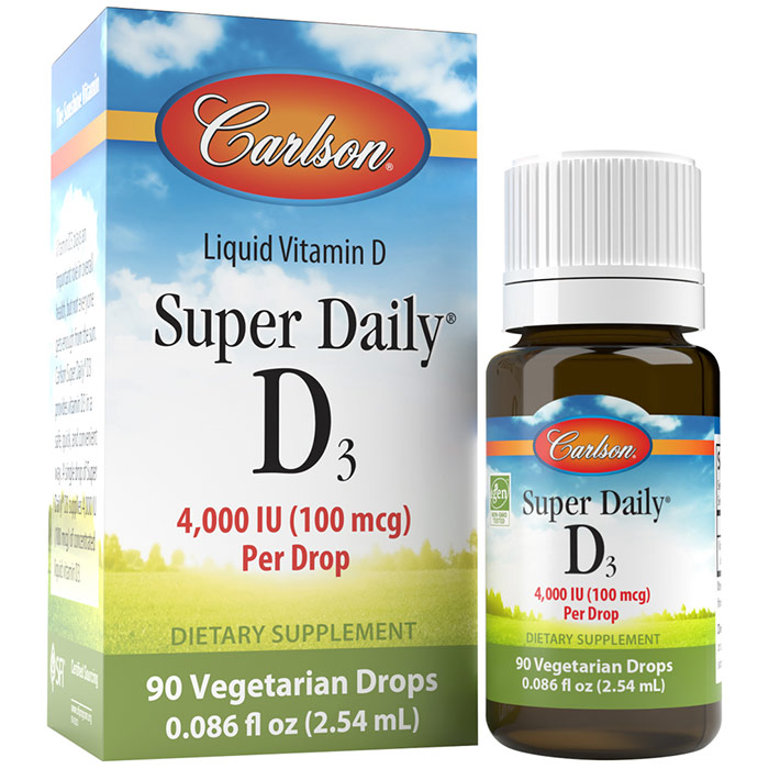 Super Daily D3 4,000 IU, Liquid Vitamin D, 90 Vegetarian Drops (2.54 ml), Carlson Labs