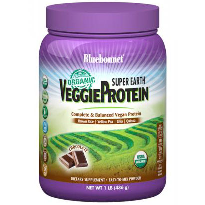 Super Earth Organic VeggieProtein Powder (Veggie Protein), Chocolate Flavor, 1 lb, Bluebonnet Nutrition