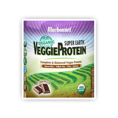 Super Earth Organic VeggieProtein Powder (Veggie Protein), Chocolate Flavor, 8 Packets, Bluebonnet Nutrition
