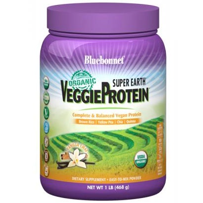 Super Earth Organic VeggieProtein Powder (Veggie Protein), Vanilla Chai Flavor, 1 lb, Bluebonnet Nutrition