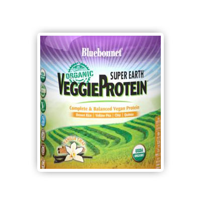 Super Earth Organic VeggieProtein Powder (Veggie Protein), Vanilla Chai Flavor, 8 Packets, Bluebonnet Nutrition