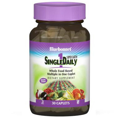 Super Earth Single Daily Multiple, With Iron, 30 Caplets, Bluebonnet Nutrition