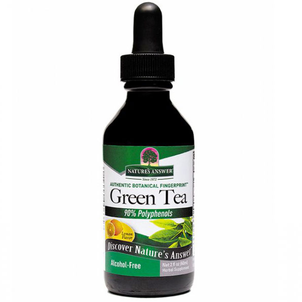 Super Green Tea Extract Liquid - Lemon Flavor, 2 oz, Natures Answer