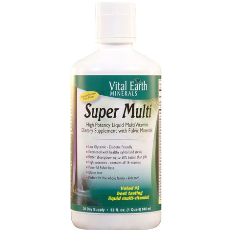 Super Multi Liquid Vitamins with Fulvic Minerals, 32 oz, Vital Earth Minerals