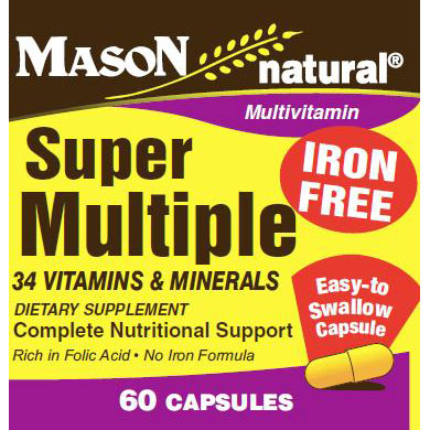 Mason Natural Super Multiple, Iron Free, 60 Capsules, Mason Natural