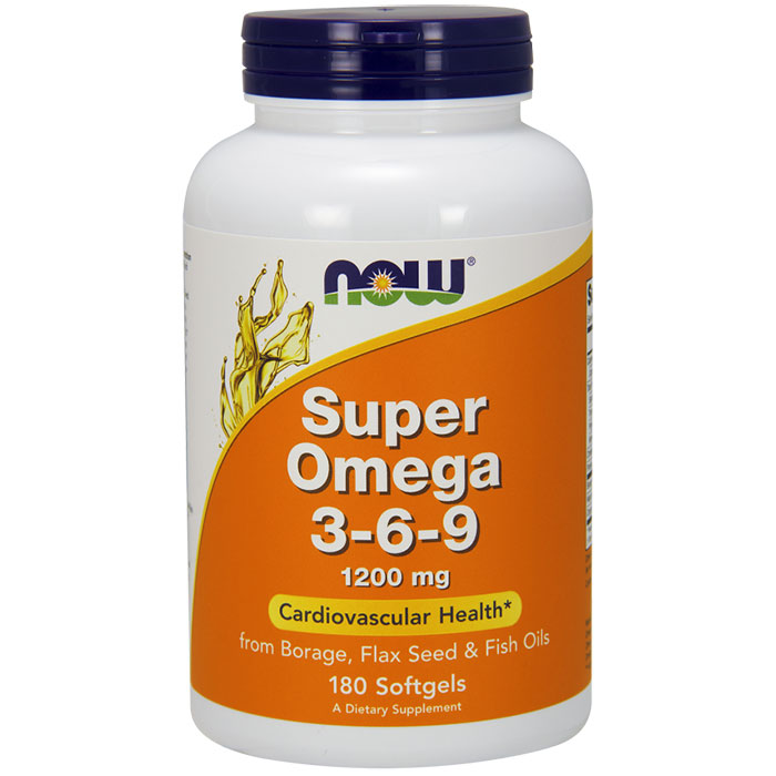 Super Omega 3-6-9 1200mg 180 Gels, NOW Foods