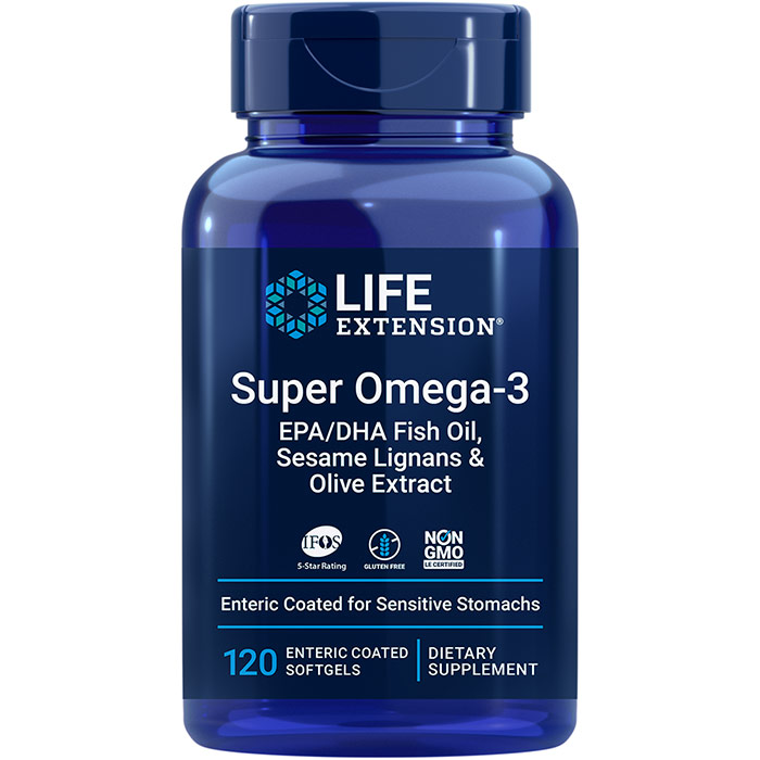 Super Omega-3 EPA/DHA with Sesame Lignans & Olive Fruit Extract, 120 Softgels, Life Extension