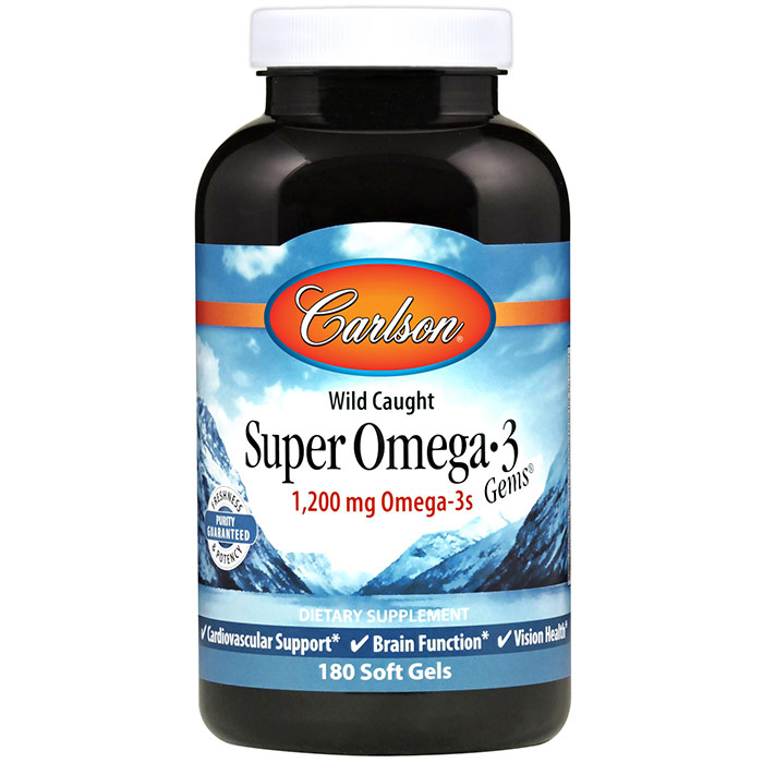 Super Omega-3 Gems, Fish Oil Concentrate, 180 Softgels, Carlson Labs