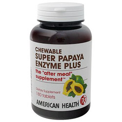 Super Papaya Enzyme Plus Chewable 180 tabs from American Health