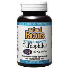 Super Strength Cal'dophilus with FOS Non-Dairy 90 Capsules, Natural Factors