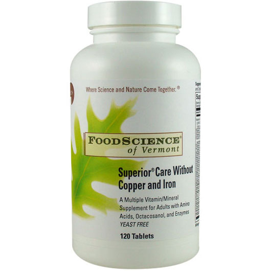 FoodScience Of Vermont Superior Care without Copper & Iron, 120 Tablets, FoodScience Of Vermont