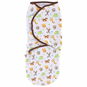 SwaddleMe Cotton Adjustable Infant Wrap Blanket, Small/Medium, Graphic Jungle, Summer Infant