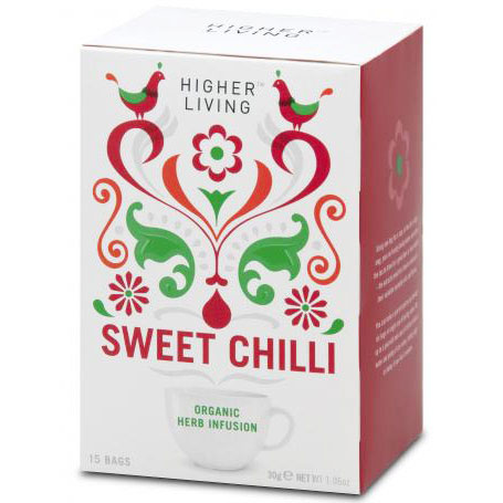 Higher Living Organic Herb Infusions, Sweet Chilli Tea, 15 Bags, Higher Living
