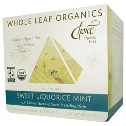Choice Organic Teas Whole Leaf Organics, Sweet Liquorice Mint, 15 Tea Pyramids, Choice Organic Teas