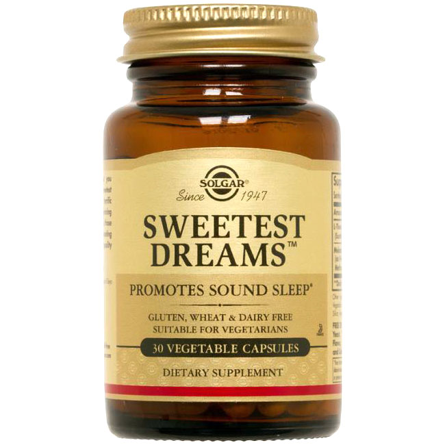 Solgar Sweetest Dreams (Supplying L-Theanine and Melatonin), 30 Vegetable Capsules, Solgar
