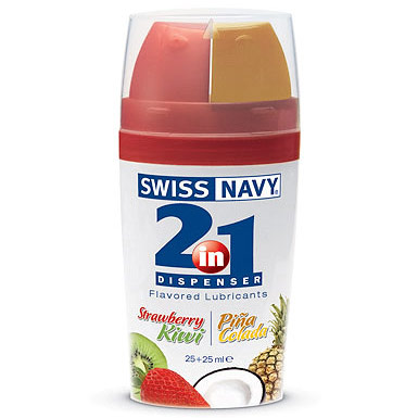 Swiss Navy 2-in-1 Dispenser, Strawberry Kiwi & Pina Colada Flavored Lubricants, 25+25 ml, MD Science Lab