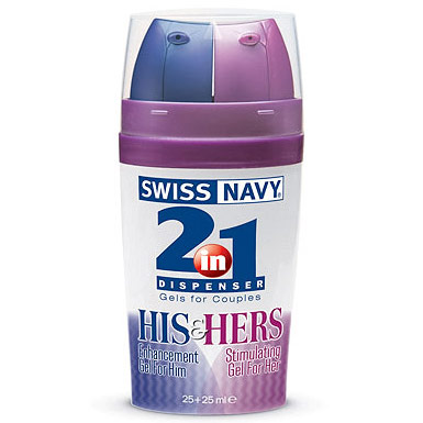 MD Science Lab Swiss Navy 2-in-1 Dispenser, His & Hers Stimulating Gels for Couples, 25+25 ml, MD Science Lab