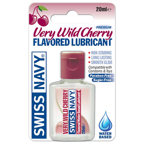 MD Science Lab Swiss Navy Carded J-Hook Mini Flavored Lube, Very Wild Cherry, 20 ml, MD Science Lab