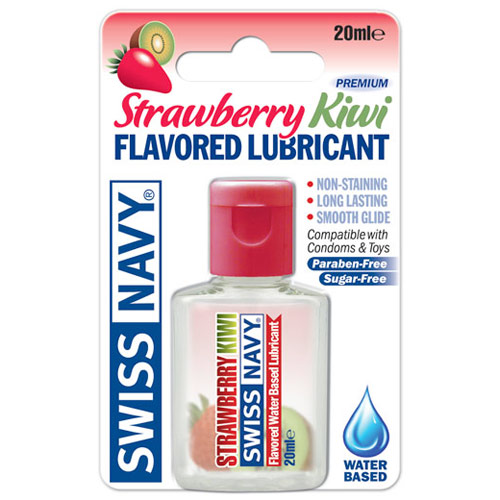 Swiss Navy Carded J-Hook Mini Flavored Lube, Strawberry Kiwi, 20 ml, MD Science Lab