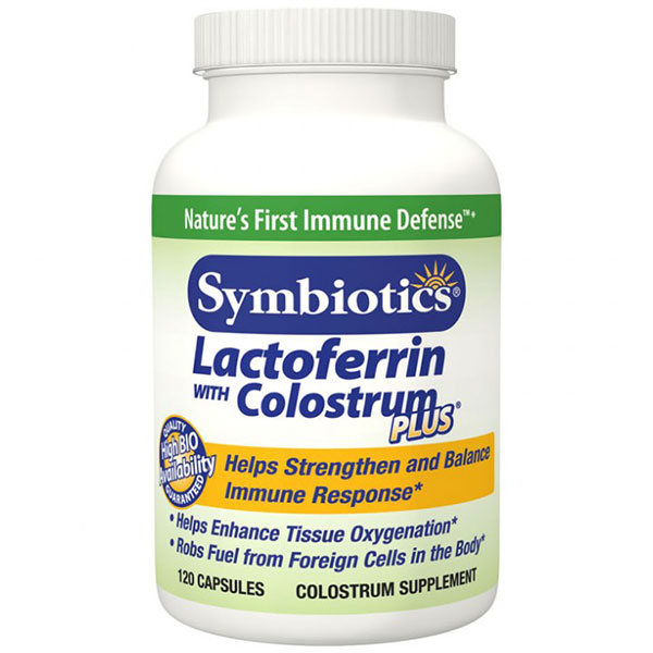 Symbiotics Lactoferrin with Colostrum Plus, 120 Capsules