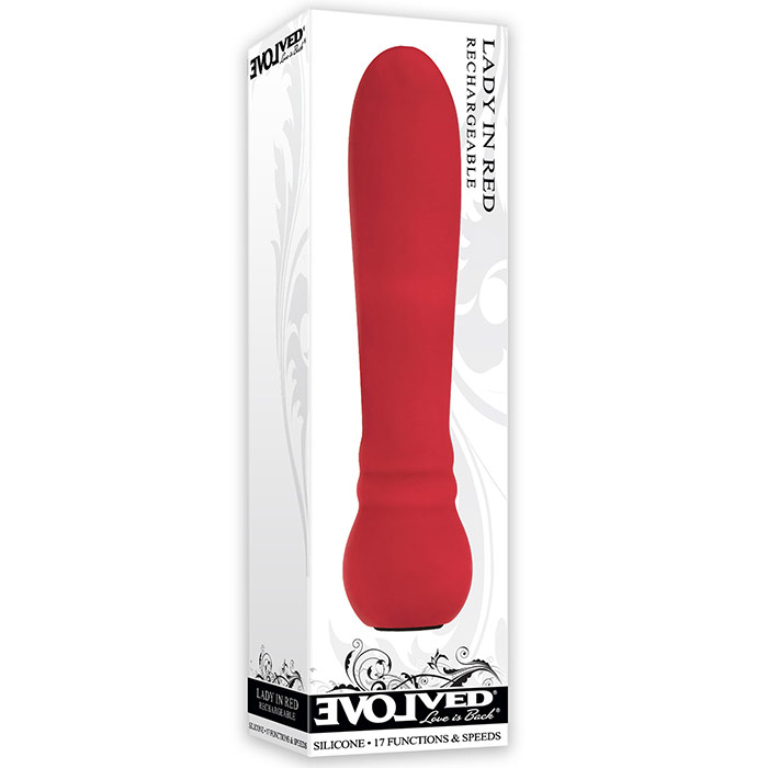 Lady in Red Rechargable 17 Functions & Speeds Discreet Vibrator, Evolved Novelties