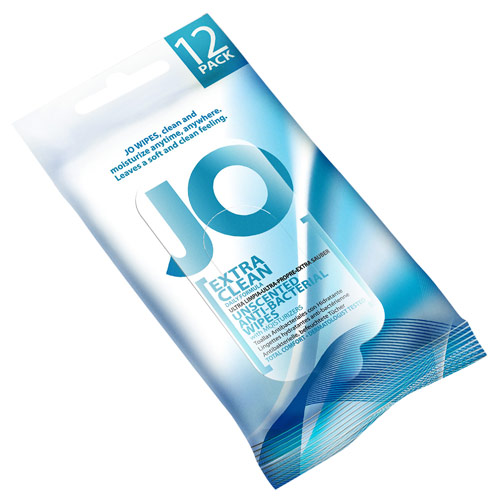 JO Anti-Bacterial Wipes with Moisturizers, Extra Clean, 12 Pack, System JO