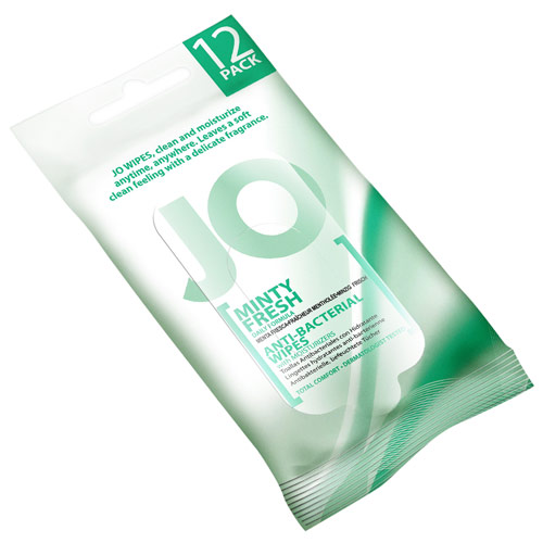 JO Anti-Bacterial Wipes with Moisturizers, Minty Fresh, 12 Pack, System JO