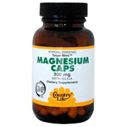 Magnesium 300 mg w/Silica Target Mins 120 Vegicaps, Country Life