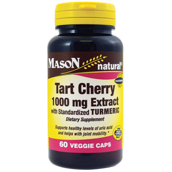 Tart Cherry 1000 mg Extract with Standardized Turmeric, 60 Veggie Caps, Mason Natural