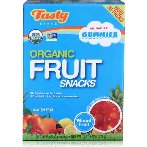 Tasty Brand Tasty Brand Organic Fruit Snacks, Mixed Fruit Flavors Gummies for Kids, 24 Pouches (552 g)